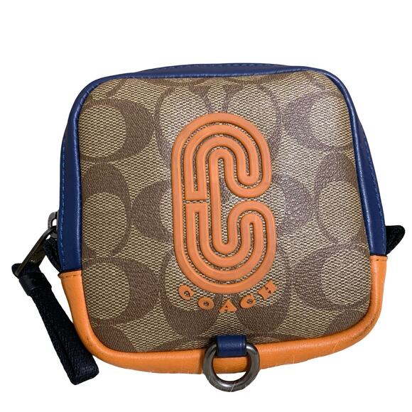 COACH ADMIRAL SQUARE Coated Canvas PVC Logo Hybrid COLORBLOCK Pouch #91297 - Picture 1 of 16